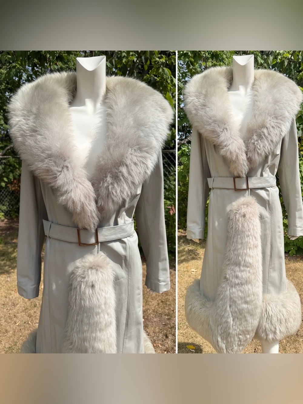 Vintage 1960s SHEARLING LEATHER COAT Gray Lamb 1970s Penny Lane Almost Famous M